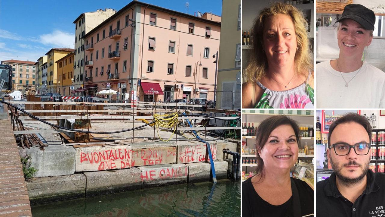 A sinistra il cantiere sul viale Caprera (Foto Daniele Stefanini/Silvi). In senso orario Monica Inghilleri, Kety Mastrosimone, Giovanni Fancellu e Cristina Avanzoni