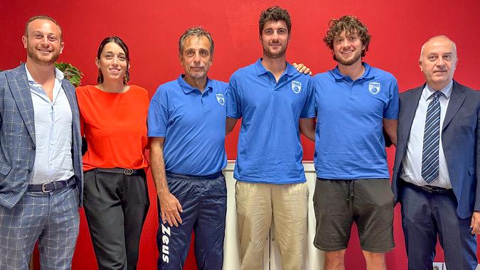 Nella foto i vertici dell’ufficio Generali di Livorno con coach Pistolesi, Massoli, Simone Orsini e Claudio Magnani (Foto Masini/Silvi)