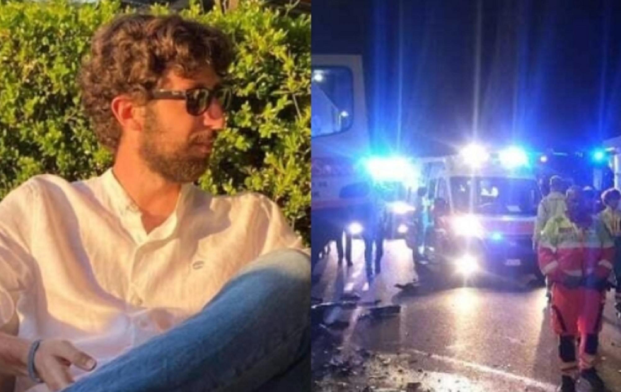 A sinistra Alessandro Donati, a destra la scena dell'incidente
