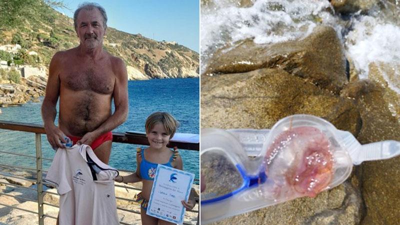 
	A sinistra la piccola Letizia, a destra una delle meduse salvate&nbsp;

