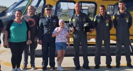 Pisa, in volo sull’elicottero: il sogno di Matilde diventato realtà
