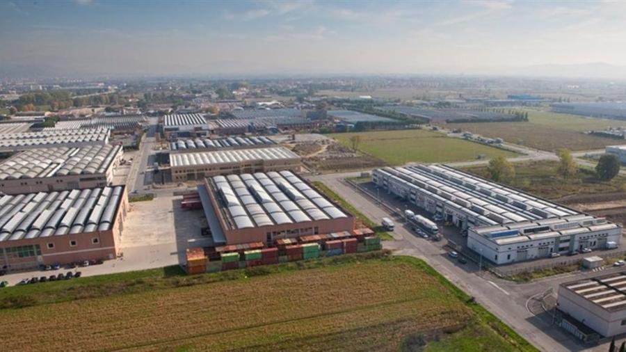 Una veduta aerea del distretto tessile di Prato 