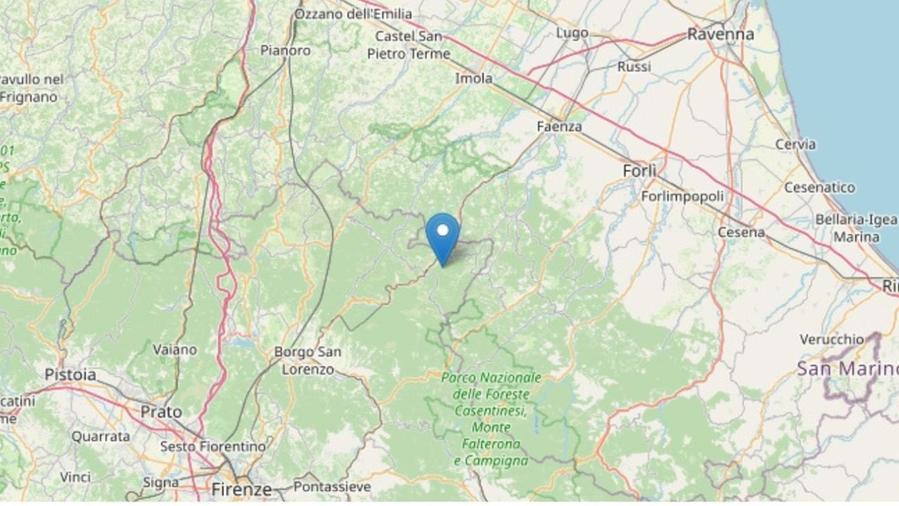 Il punto in cui è stato localizzato l'epicentro 