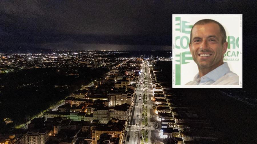 Una veduta aerea di Viareggio e, nel riquadro, il presidente eletto Francesco Giannerini 