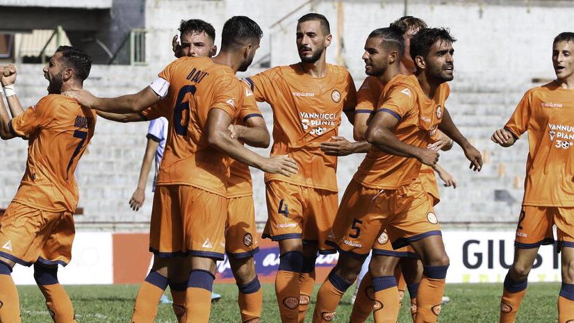L’esultanza dopo il gol arancione di Salto contro il San Marino
