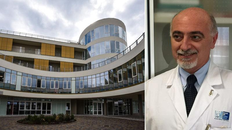 La parte nuova dell’ospedale Misericordia e Carmelo Bengala Direttore del reparto e del dipartimento oncologico