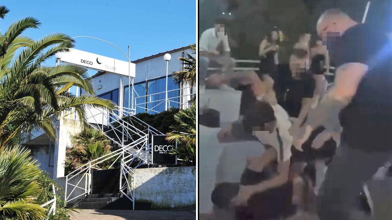 Nelle foto l’ingresso della discoteca Decò di Capoliveri e un fermo immagine del video della rissa avvenuta lo scorso 20 luglio (foto Gio’ Di Stefano)