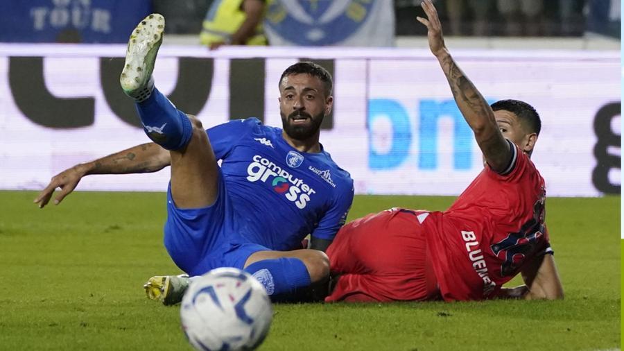 L'attaccante dell'Empoli Francesco Caputo: annullata la sua rete sul finale del primo tempo