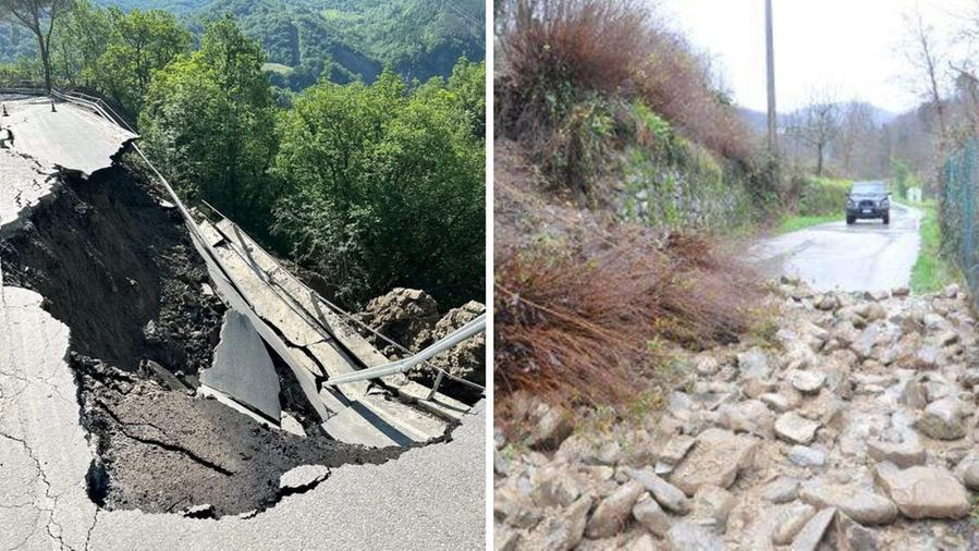 Due delle numerose frane che hanno colpito la Toscana negli ultimi anni