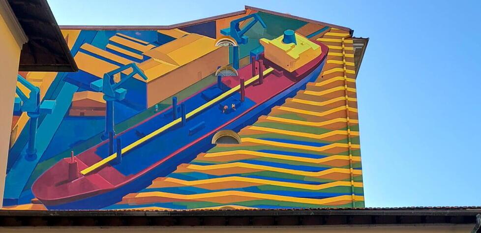 Livorno, in Borgo il Cantiere Orlando diventa un murale a firma internazionale di Matth Velvet<br>
