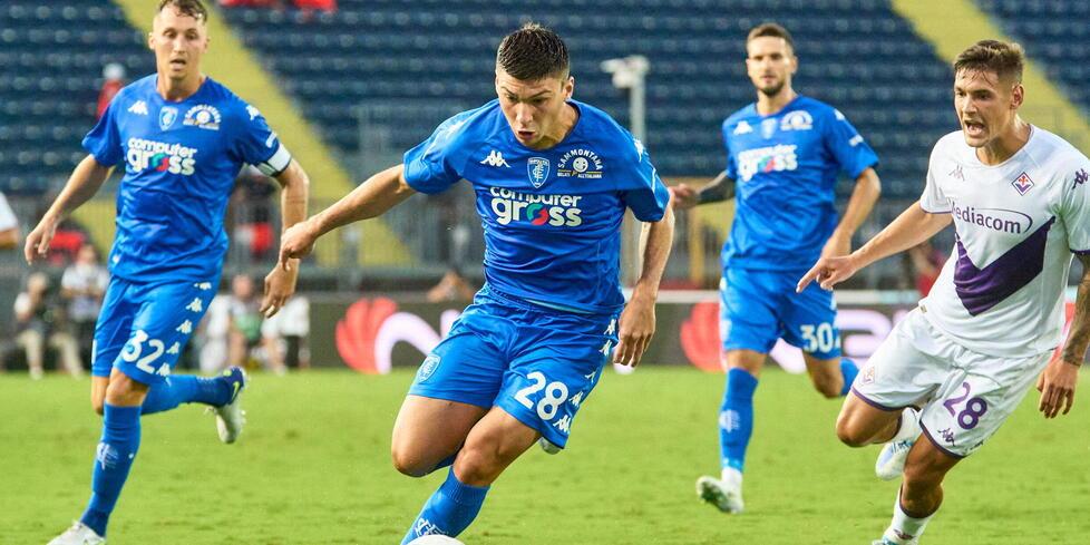 Nicolò Cambiaghi in azione contro la Fiorentina