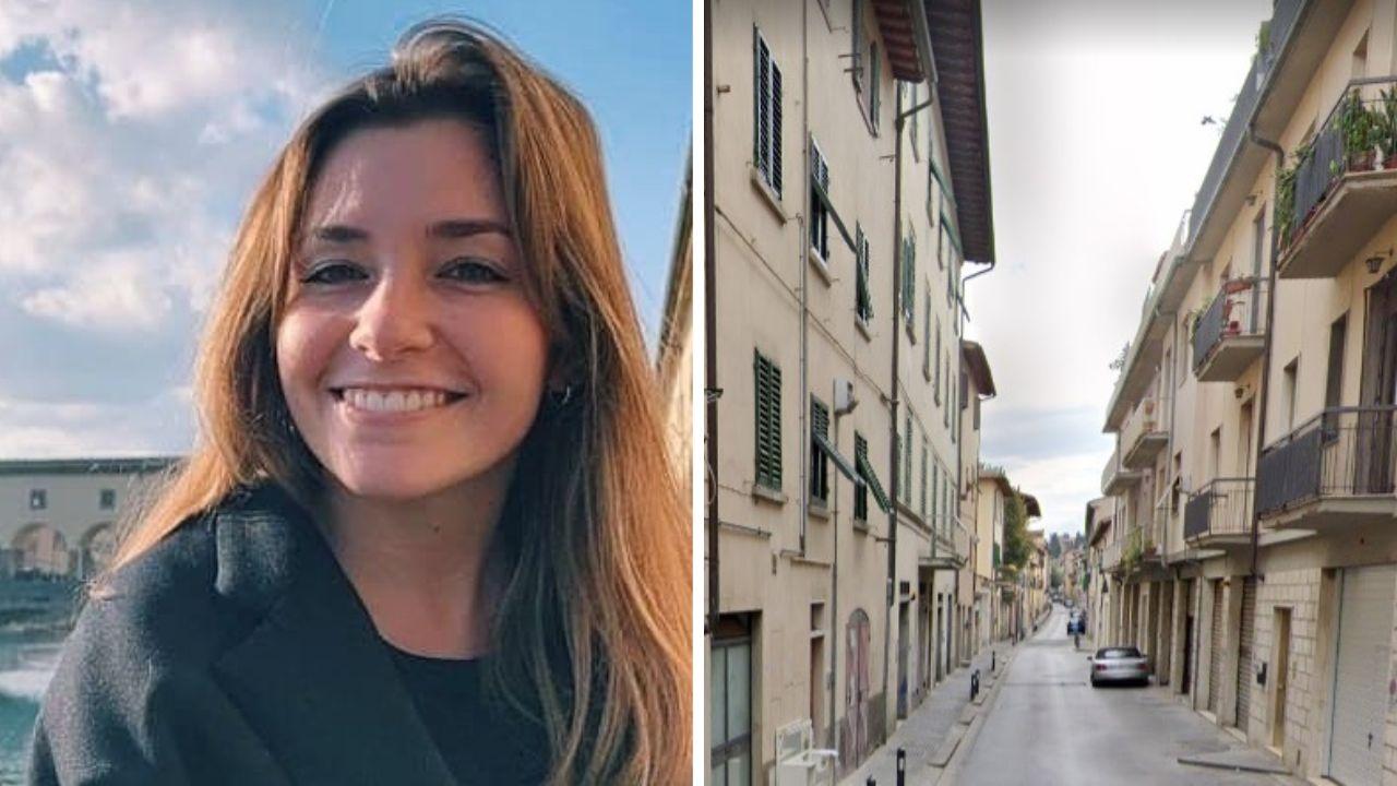 A sinistra la 31enne vittima della tragedia; a destra la via in cui era posteggiata l'auto