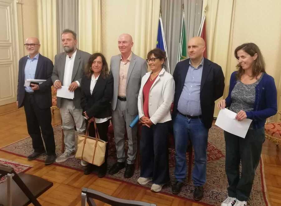 Un momento della conferenza stampa in Comune