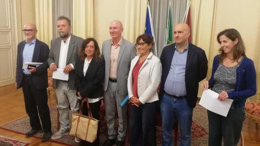 Un momento della conferenza stampa in Comune