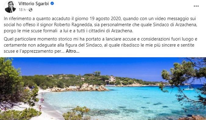 Roberto Ragnedda accetta le scuse di Vittorio Sgarbi: «Gli arzachenesi meritano rispetto»
