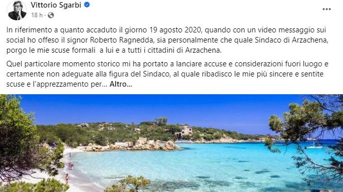 Roberto Ragnedda accetta le scuse di Vittorio Sgarbi: «Gli arzachenesi meritano rispetto»