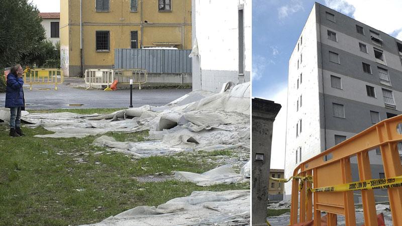 Pisa, si stacca l’intonaco dall’edificio Erp: era stato inaugurato due anni fa