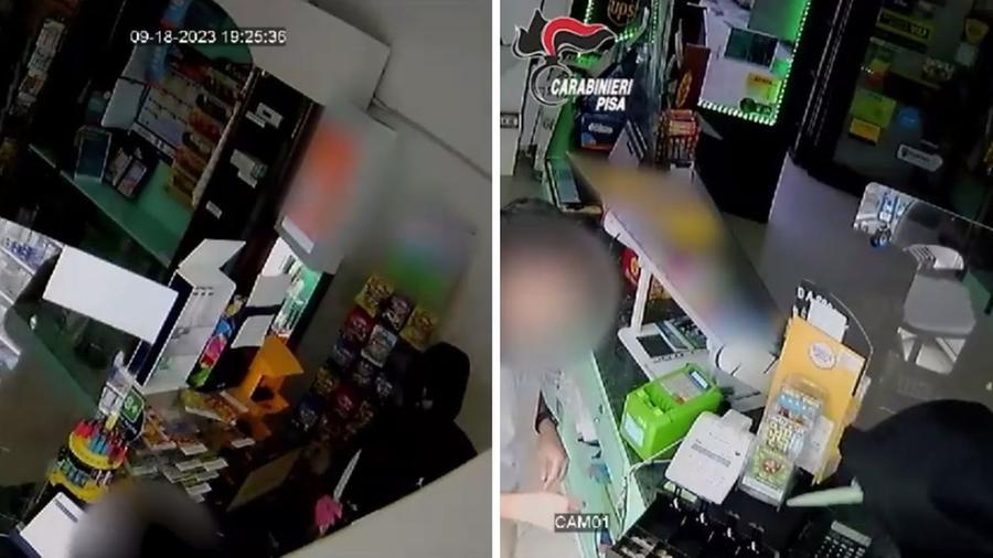 Cascina, due arresti per la rapina in tabaccheria: il titolare ferito col coltello poi la fuga con la complice. Due minuti di terrore ripresi dalle telecamere – Video