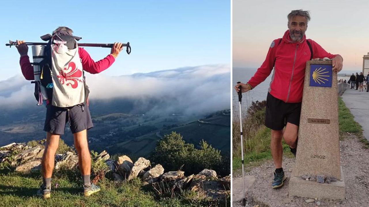 Stefano D’Agostino durante il percorso da Saint Jean Pied de Port in Francia all’Oceano