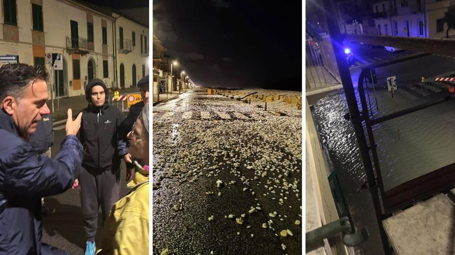 Pisa, Marina invasa dalla mareggiata: sassi in strada e cittadini infuriati. Il sindaco sul posto