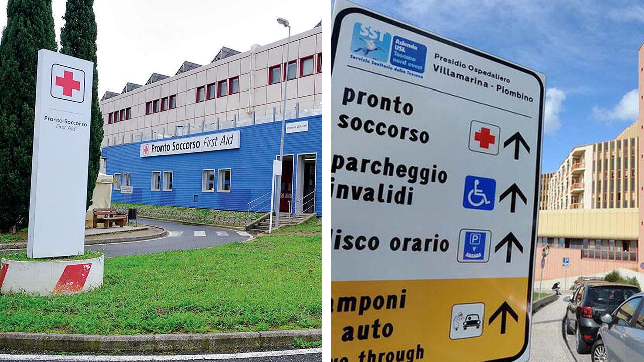 Il pronto soccorso dell’ospedale di Cecinae quello di Villamarina a Piombino