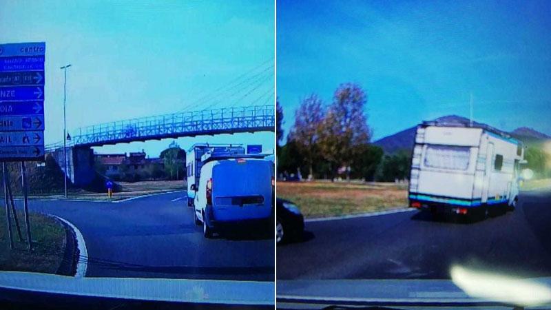 Prato, rotonde della tangenziale a rischio: c’è un camper che si fa tamponare