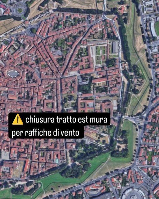 Lucca, tratto delle mura chiuso per il forte vento