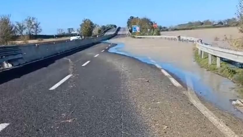 
	Gli allagamenti sulla Fi-Pi-Li all'altezza di Vicarello

