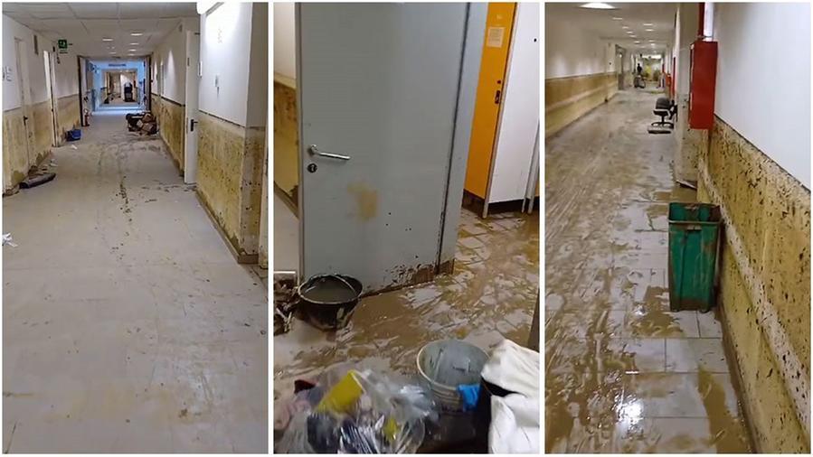I danni provocati dall'alluvione nel seminterrato dell'ospedale Santo Stefano di Prato