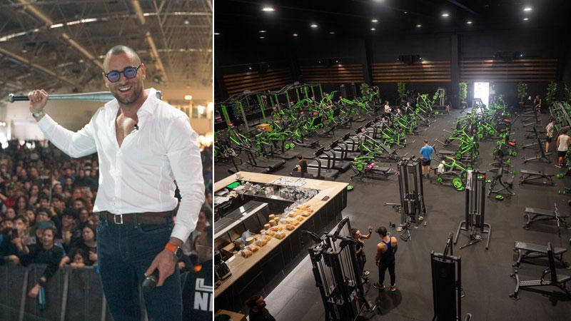 Alessandro Olivieri, 31 anni, di Carrara, fondatore della Theory Holding spa, e una foto della palestra in via Dorsale a Massa