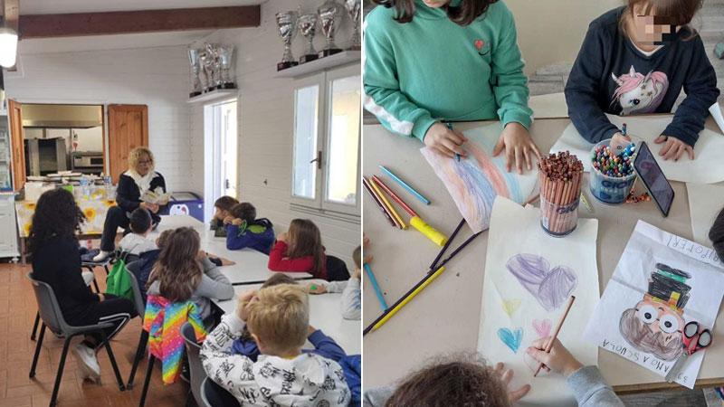 
	Alcune attivit&agrave; per i piccini negli spazi della societ&agrave; sportiva. A destra i laboratori organizzati dalla cooperativa Macram&egrave;

