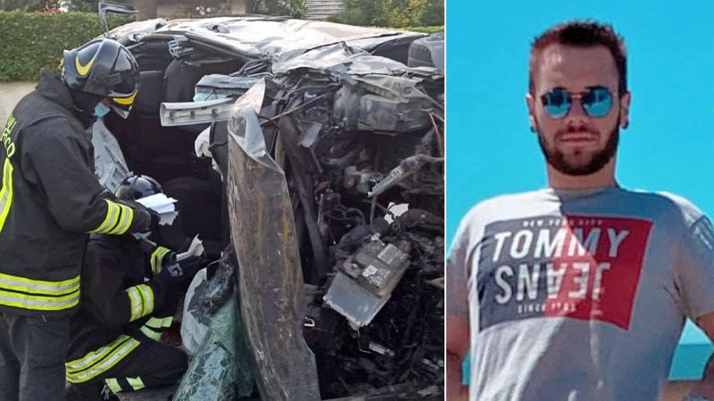 I resti della Golf dopo l’incidente del 25 luglio 2021 in località Ponte alla Ciliegia ad Altopascio in cui perse la vita Adrian Iulian Honciuc
