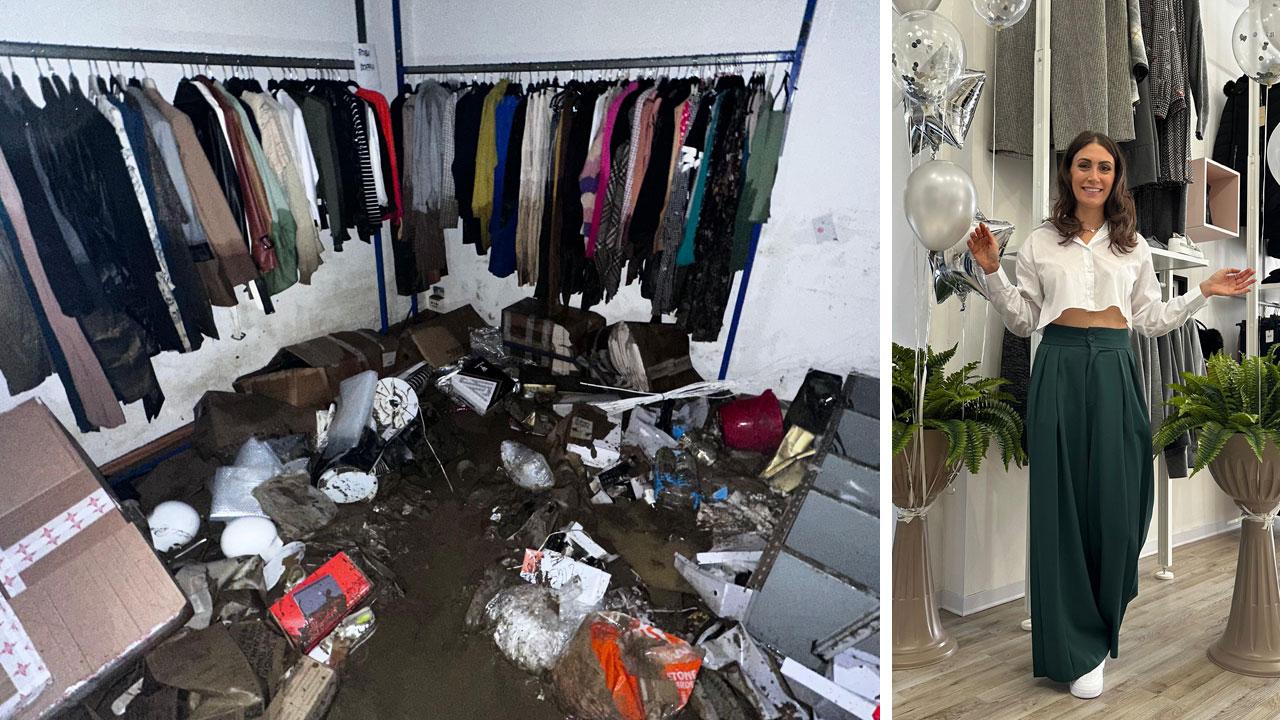 L'interno del negozio di abbigliamento Impero oggi e il giorno dell'inaugurazione Valentina Rossi