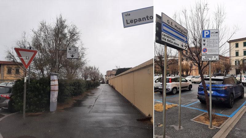 Via Lepanto tra le strade che saranno riservate alla sosta dei residenti.  Accanto piazzetta Modigliani dove restano gli stalli blu
