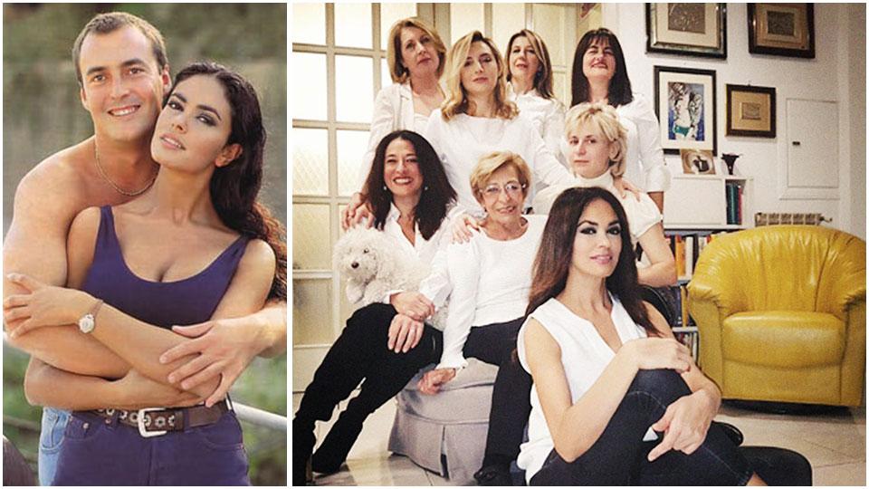 Maria Grazia Cucinotta e il marito Giulio Violati e l’attrice siciliana con le amiche della Onlus “Vite senza paura” che combatte la violenza sulle donne