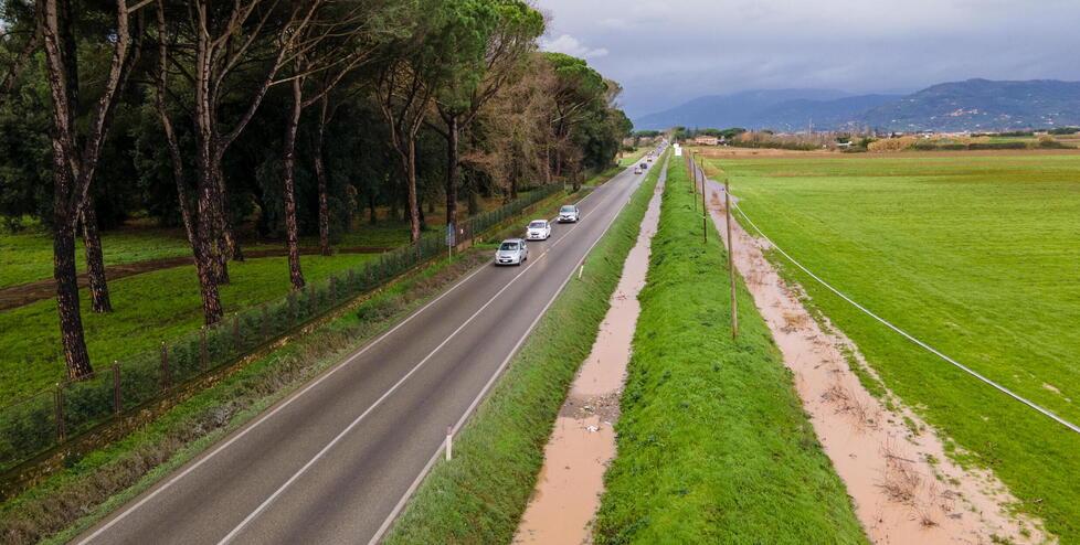 Il vialone del Melani che rappresenta il collegamento attuale tra Fossetto e Camporcioni