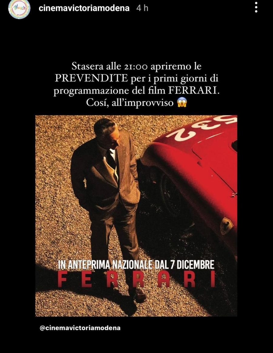 Il film “Ferrari” in anteprima mondiale a Modena: proiezioni dal 7 dicembre
