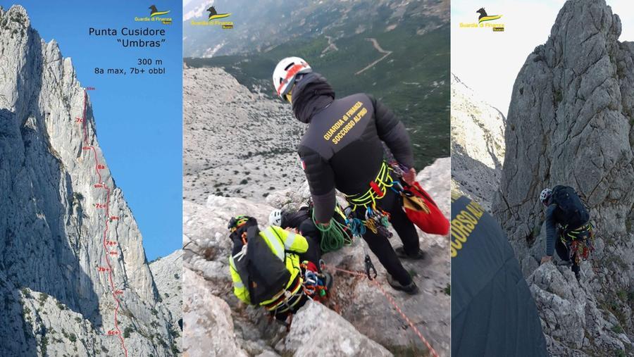 Il Soccorso alpino della guardia di finanza di Nuoro salva due alpinisti bloccati sul Corrasi di Oliena