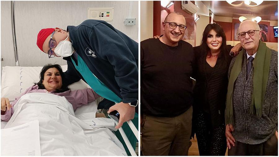 
	A sinistra Monica Martini nel letto di ospedale prima di uno dei tanti interventi subiti, a&nbsp;destra con Gianmauro Liberatore e Giampaolo Ubiglia

