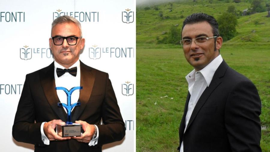 
	A sinistra Davide Zaccaria con il premio ricevuto a Milano, a destra agli esordi della sua carriera da venditore

