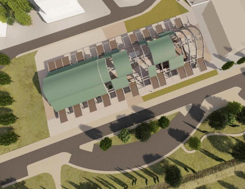 Una veduta dall’alto del rendering dell’opera che verrà realizzata