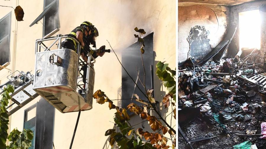 Carrara: l'incendio e i danni (foto Claudio Cuffaro)