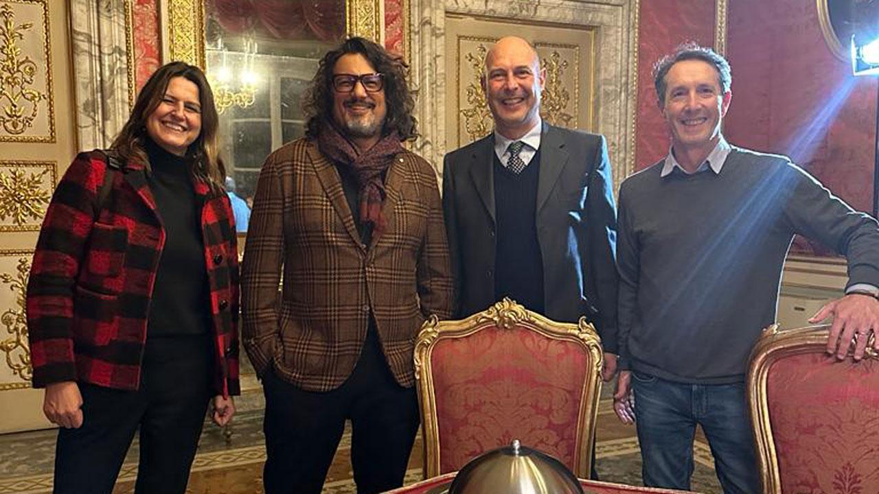 Borghese con gli assessori Granucci, Minniti e Santini nella Sala Rossa