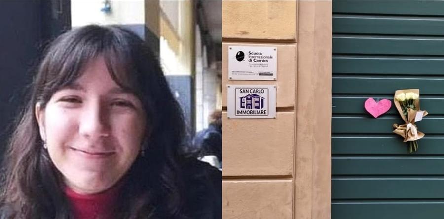 
	Giulia Cecchettin, accanto l'ingresso della scuola Comics con l'omaggio alla giovane

