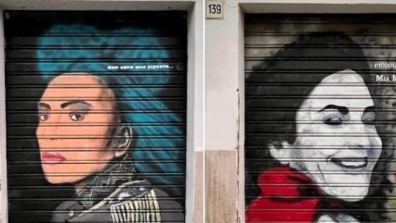 A Livorno saracinesche dipinte con Berté, Martini e il progetto dedicato alle donne. L'autore: «Dopo il grazie della cantante, ora la vorrei incontrare»