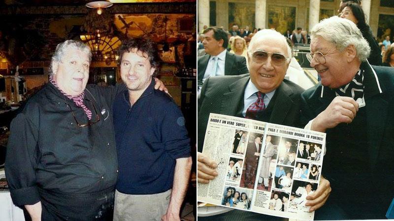 Ramon insieme a un giovane Leonardo Pieraccioni; a destra Ramon con Pippo Baudo al Gambrinus