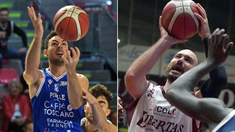 Mateo Chiarini e a sinistra Jacopo Lucarelli al tiro