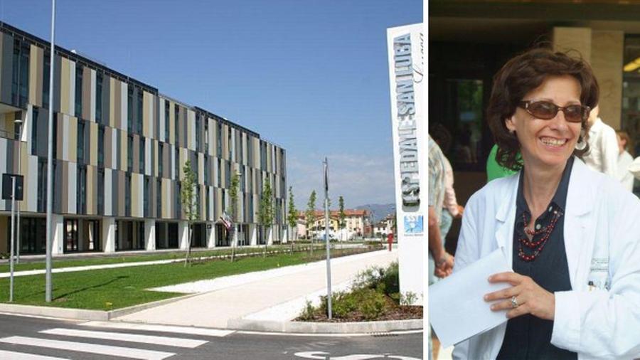 A sinistra l'ospedale di Lucca e a destra la dottoresa Favatà