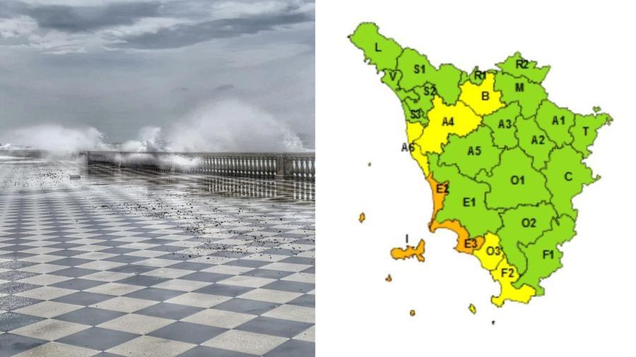 
	A destra la mappa che indica le zone riguardate dall'allerta

