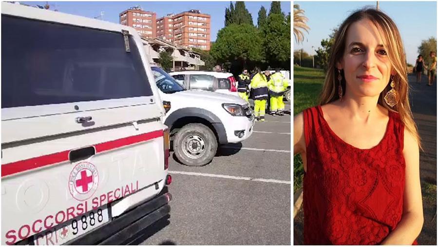 A sinistra le squadre di ricerca e a destra Cristina Vannucci